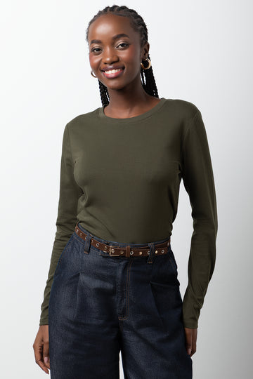 Long Sleeve Crew Neck T-Shirt Green