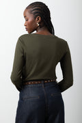 Long Sleeve Crew Neck T-Shirt Green (2)