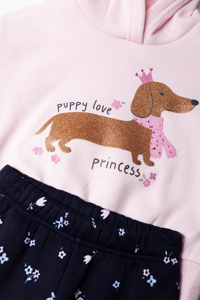 Hooded Wide Leg Tracksuit Pink And Navy (1)