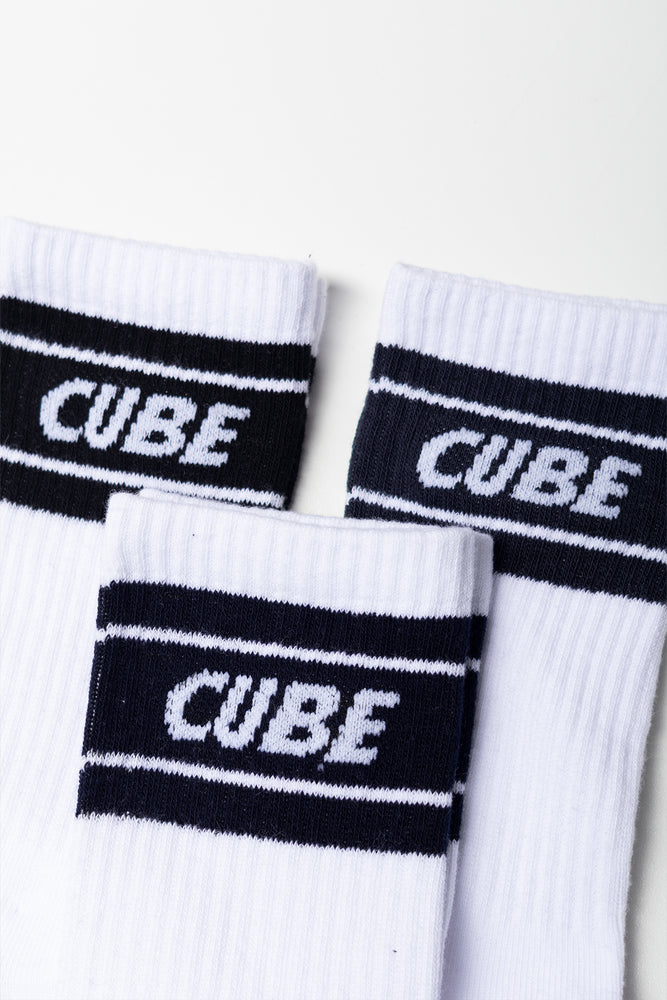 3 Pack Stripe Socks White (1)
