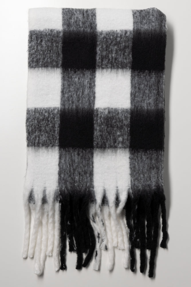 Check Knit Scarf Black & White