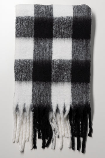 Check Knit Scarf Black & White