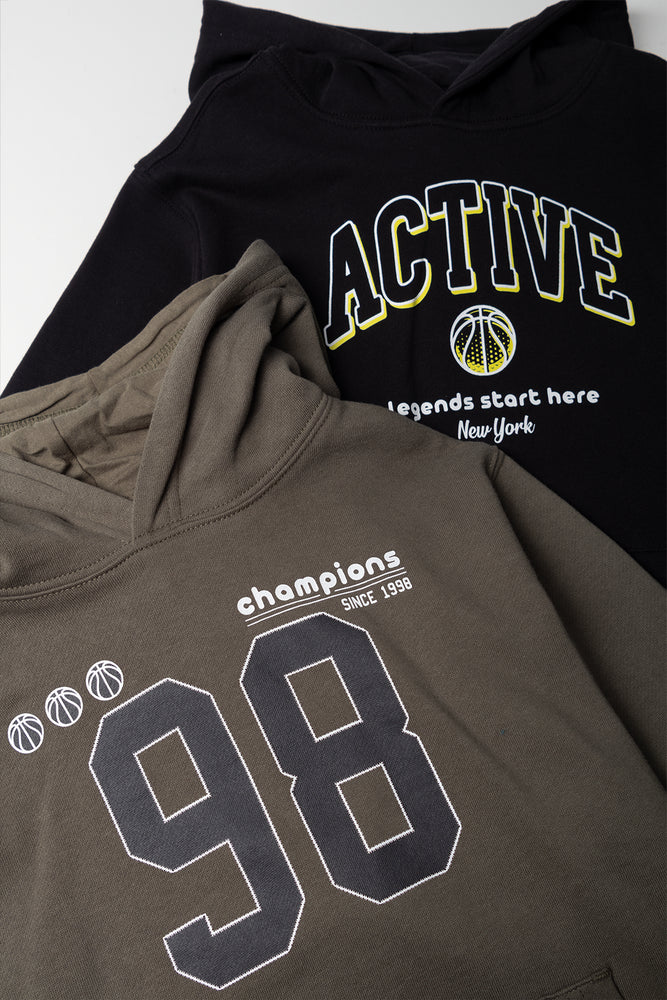 2 Pack Hoodies Black And Green