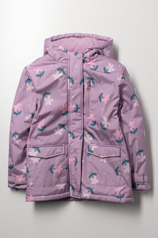 Floral Parka Jacket Lilac