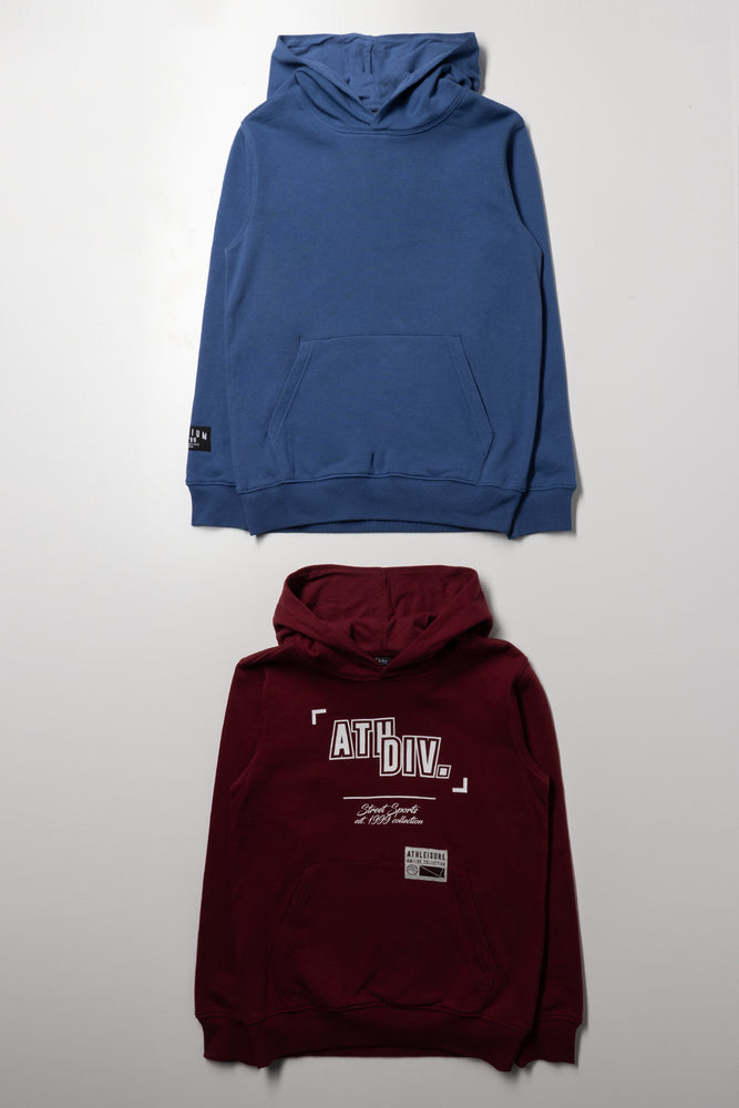 2 Pack Hoodies Blue And Burgundy