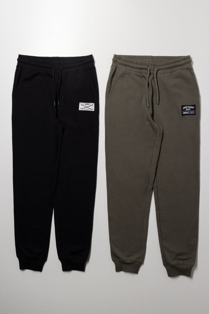 2 Pack Trackpants Black And Light Brown