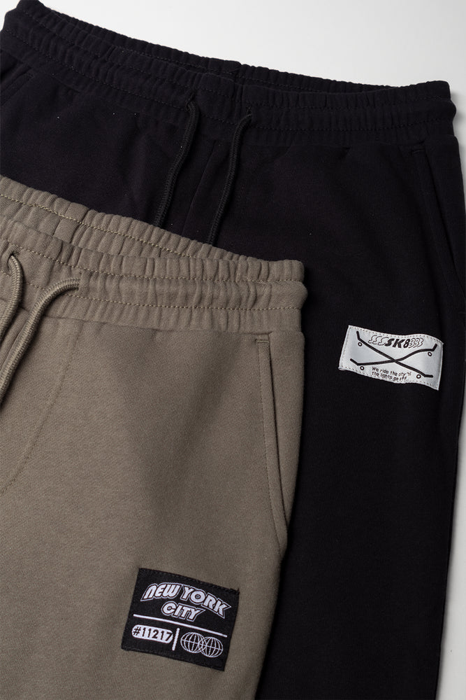 2 Pack Trackpants Black And Light Brown