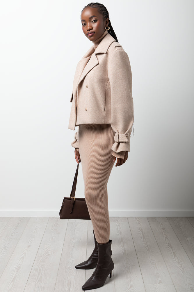 Cropped Melton Coat Natural