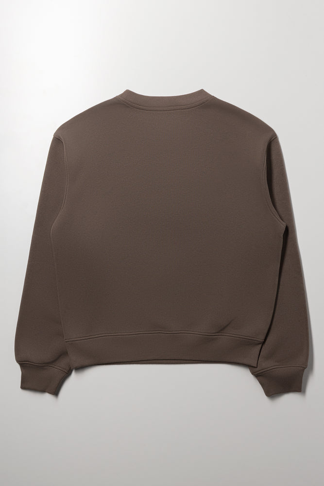 Crew Neck Sweat Top Brown (2)