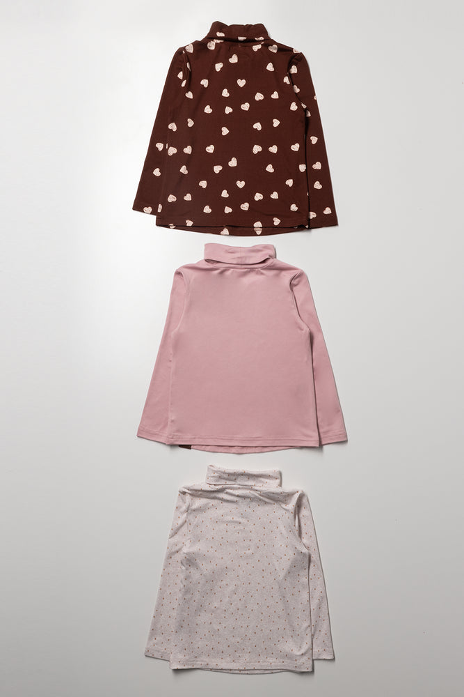3 Pack Heart Polonecks Brown And Pink (2)