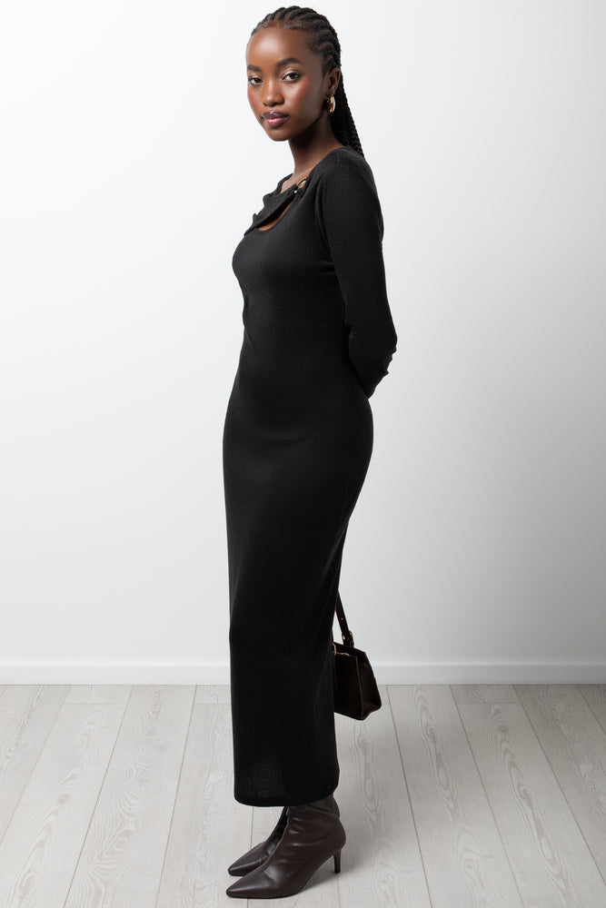 Column Dress With Gold Trim Black | Dresses & Jumpsuits