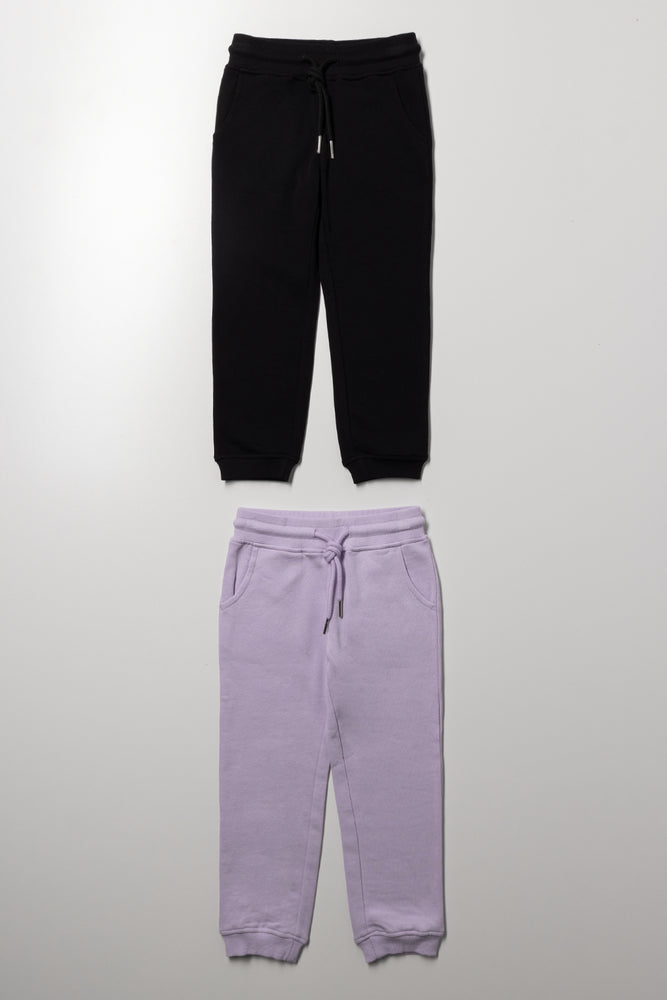 2 Pack Trackpants Black And Lilac