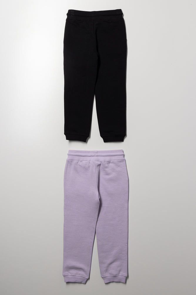 2 Pack Trackpants Black And Lilac (2)