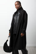 Longer Length Melton Coat Black