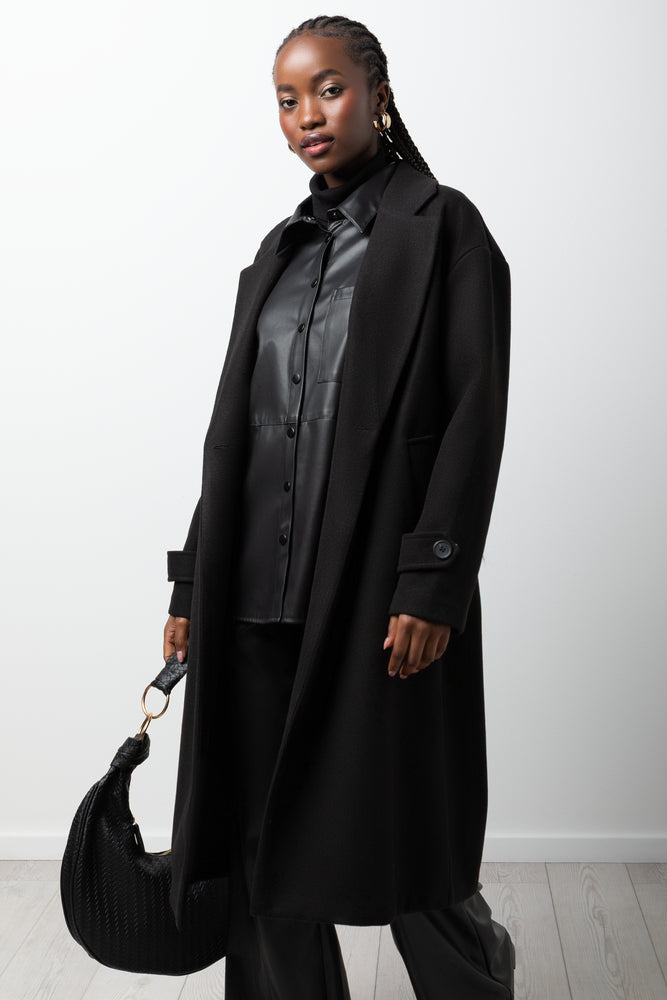Longer Length Melton Coat Black