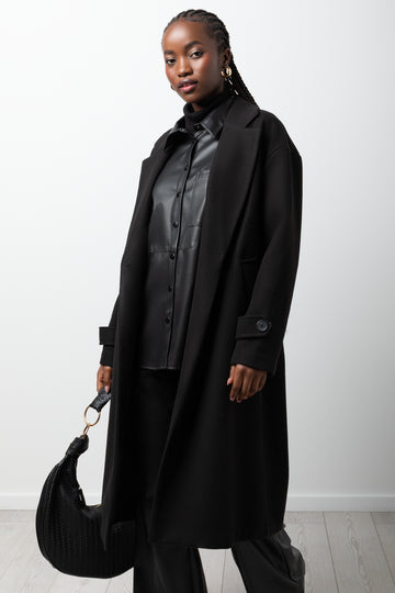 Longer Length Melton Coat Black