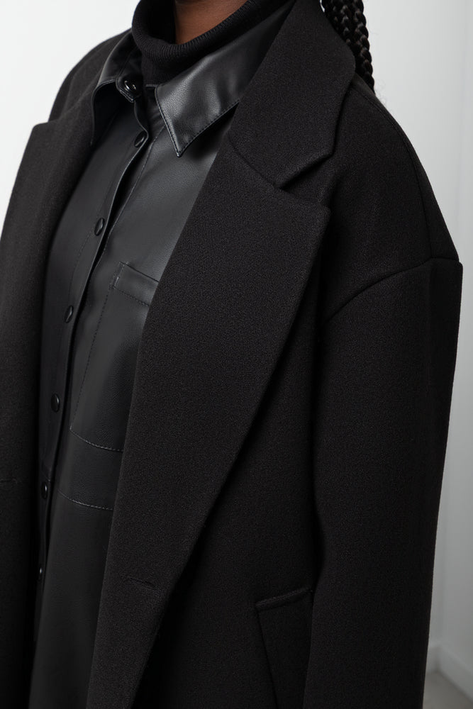 Longer Length Melton Coat Black (3)