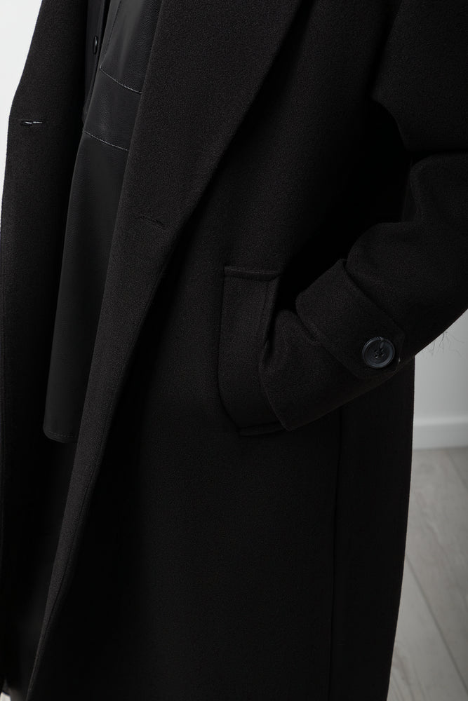 Longer Length Melton Coat Black (4)