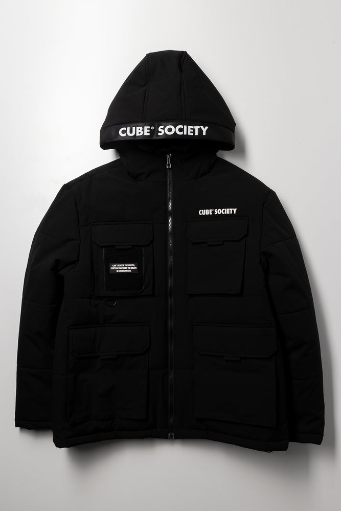 Cube Society Hooded Puffer Jacket Black | Jackets & Knitwear