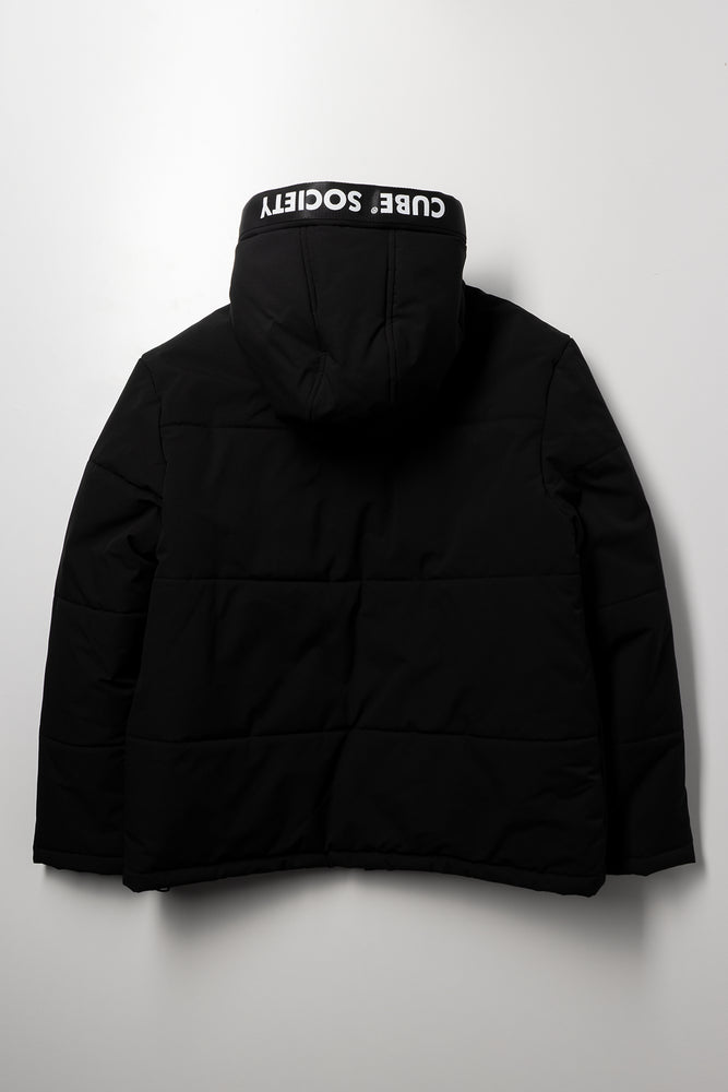 Cube Society Hooded Puffer Jacket Black | Jackets & Knitwear