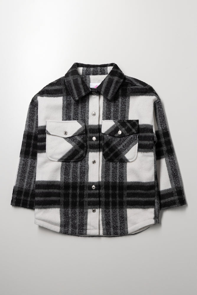 Check Shacket Black And Dark Grey