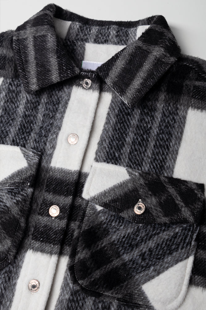 Check Shacket Black And Dark Grey