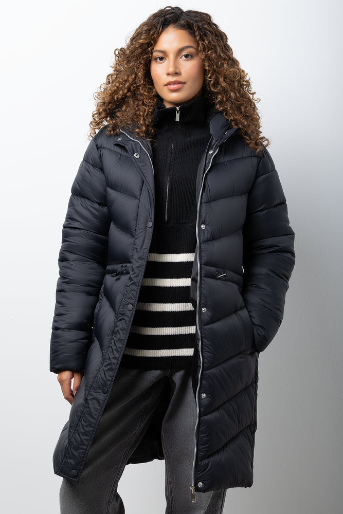Fur Hooded Puffer Jacket Black