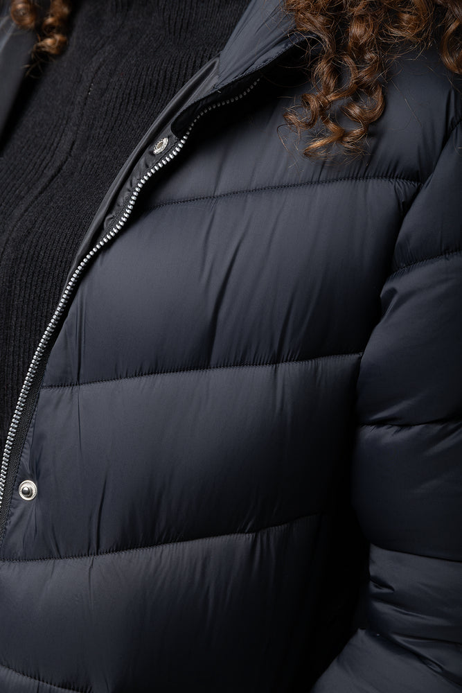Fur Hooded Puffer Jacket Black (2)