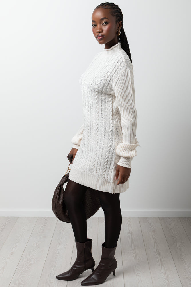 Cable Bodycon Dress Cream (1)