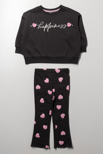 Happiness Leggings Set Dark Grey