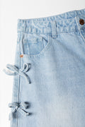 Bow Detail Straight Leg Denim Jeans Light Blue (1)