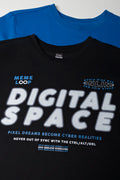 2 Pack Digital Space Long Sleeve T-Shirts Black And Blue (1)