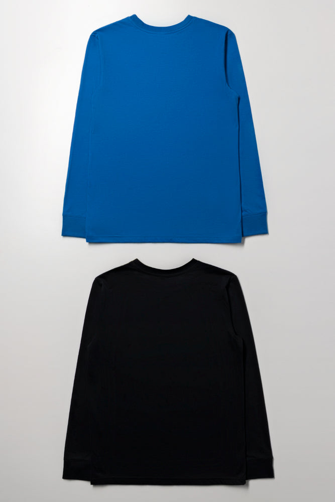 2 Pack Digital Space Long Sleeve T-Shirts Black And Blue (2)