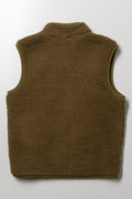 Fur Sleeveless Jacket Green (2)