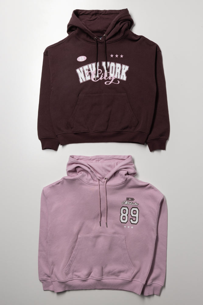 2 Pack New York Hoodies Pink And Brown