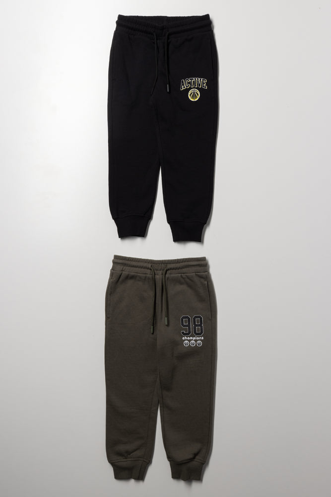 2 Pack Trackpants Black And Dark Green