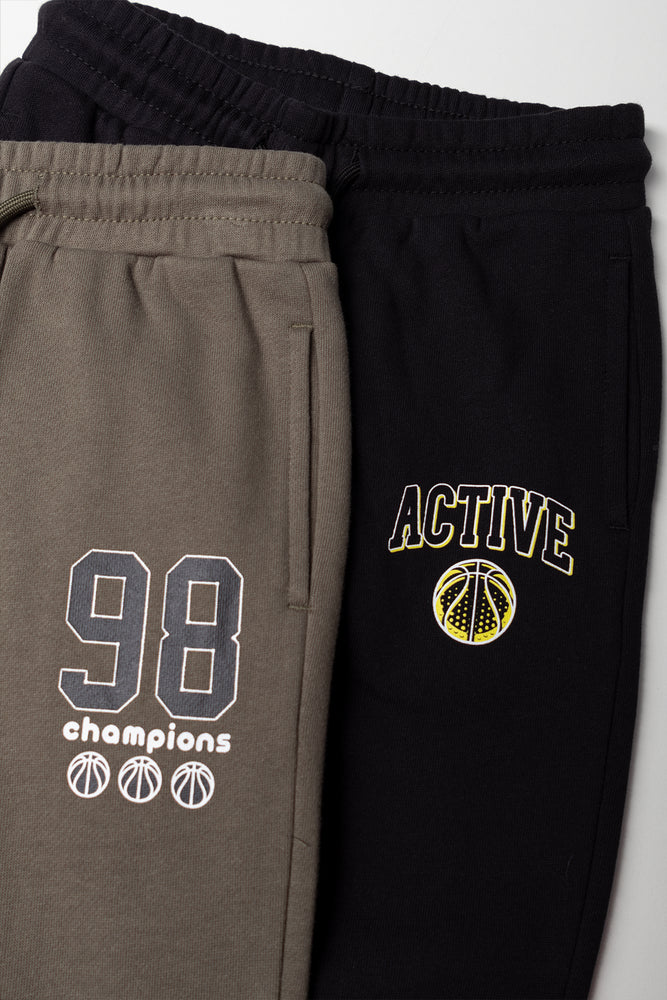 2 Pack Trackpants Black And Dark Green (1)