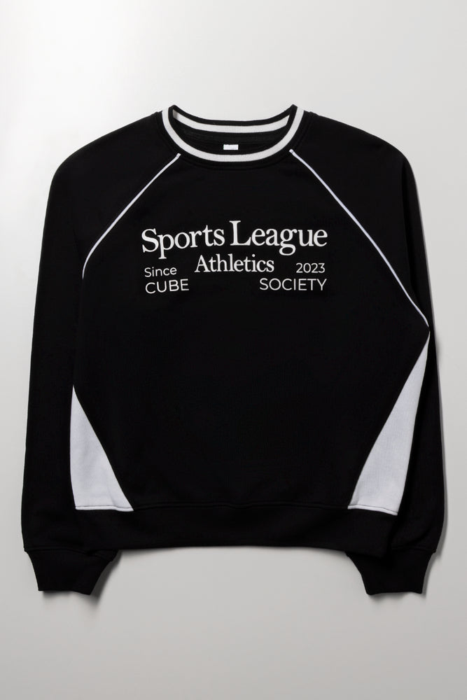 Crew Neck Tracktop Black