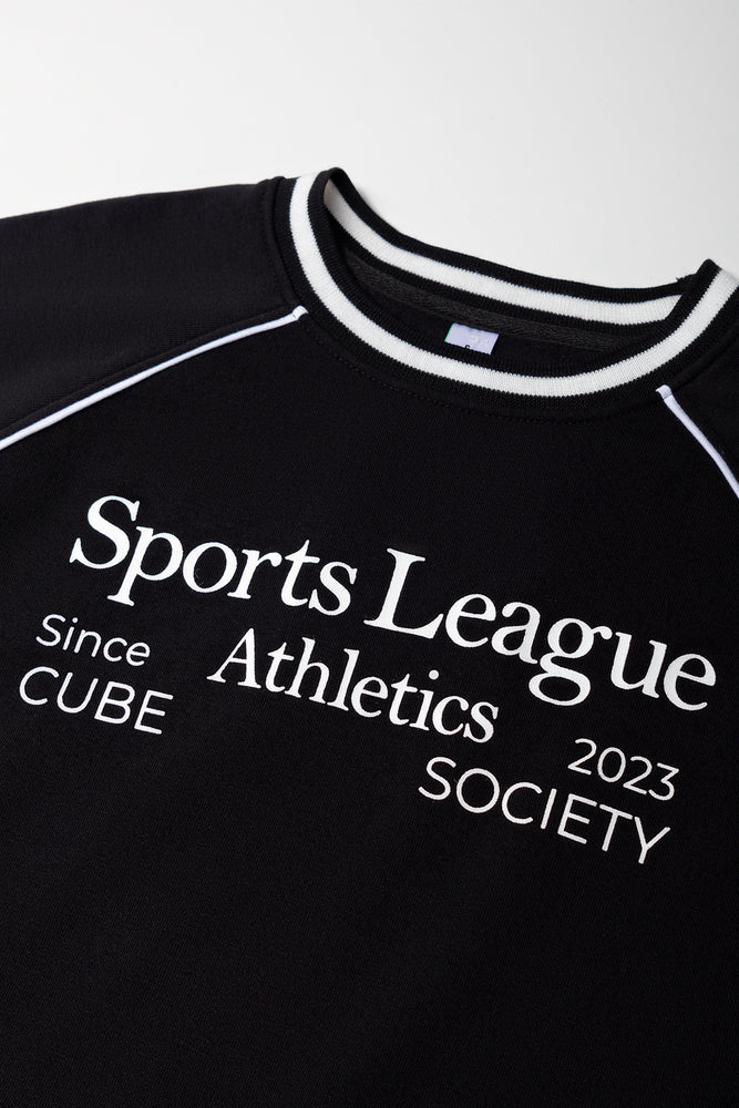 Crew Neck Tracktop Black