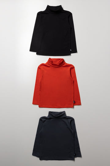 3 Pack Polonecks Black, Orange And Dark Grey