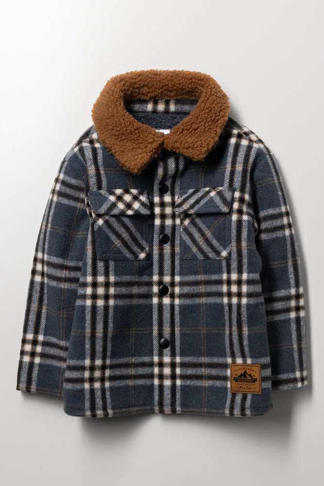 Melton Shacket With Fur Collar Dark Grey | Jackets & Knitwear