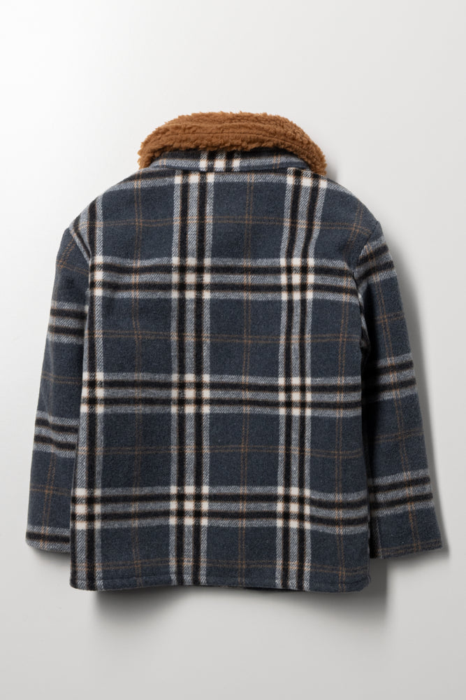 Melton Shacket With Fur Collar Dark Grey | Jackets & Knitwear
