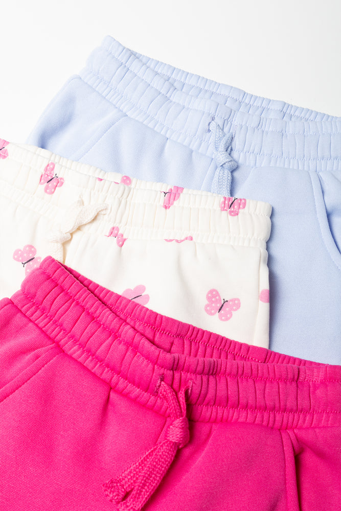 3 Pack Butterfly Trackpants Pink And Light Blue