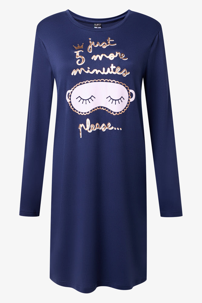 2 Pack 5 More Minutes Long Sleeve Sleepshirts Navy And Grey