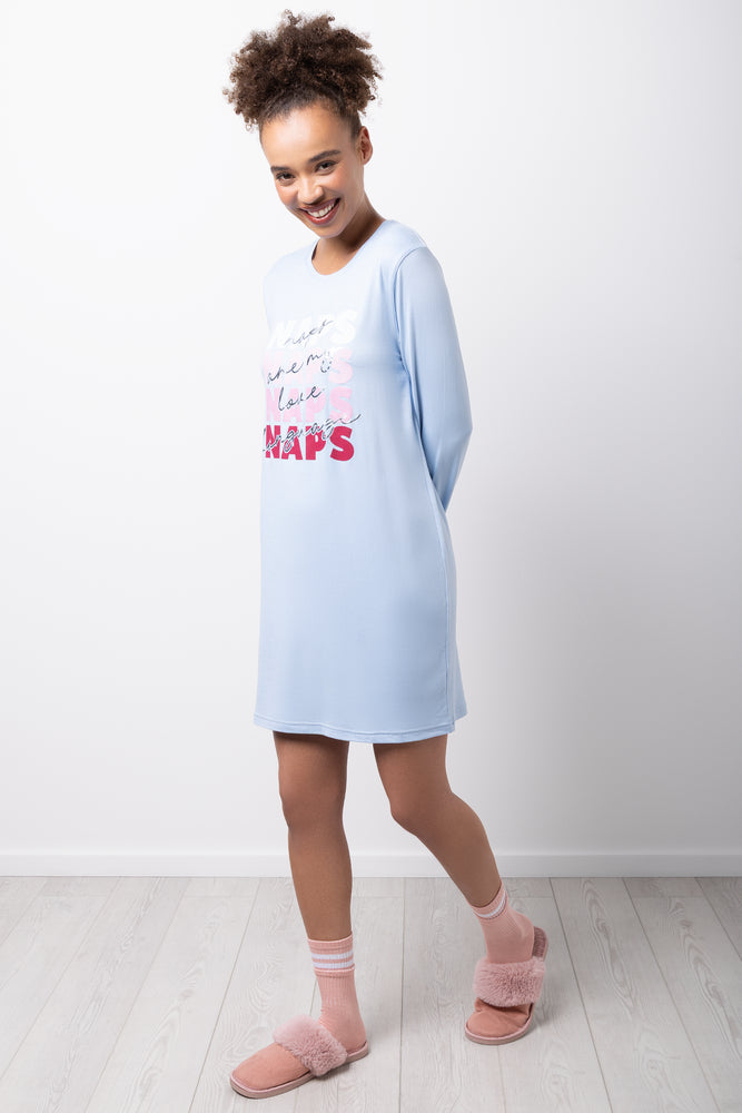 Naps Are My Love Language 2 Pack Long Sleeve Sleepshirts Blue (4)