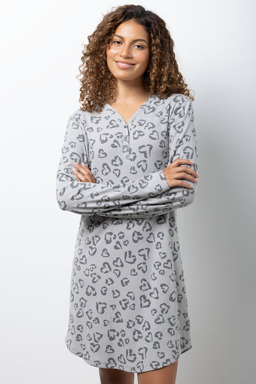Animal Print Sleepshirt Grey