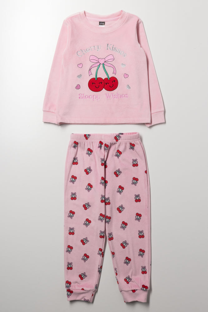Cherry Printed Pyjamas Dusty Pink