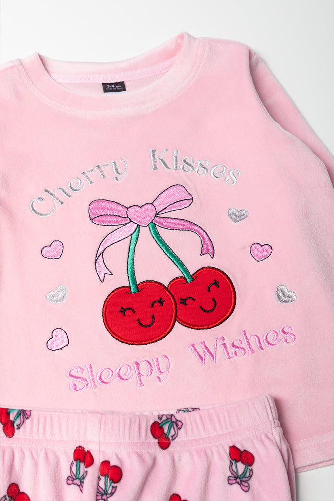 Cherry Printed Pyjamas Dusty Pink