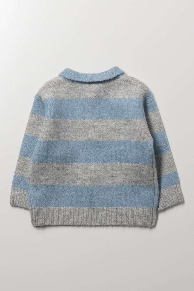 Stripe Collar Button Jersey Grey (2)