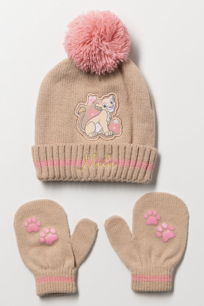 Taupe Nala Hat and Mittens Set